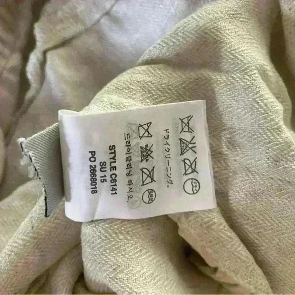 🌟J. Crew Linen Pull On Elastic Long Tan Shorts Womens Medium - Picture 9 of 10